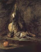 Jean Baptiste Simeon Chardin, Rabbit hunting with two powder extinguishers and Orange